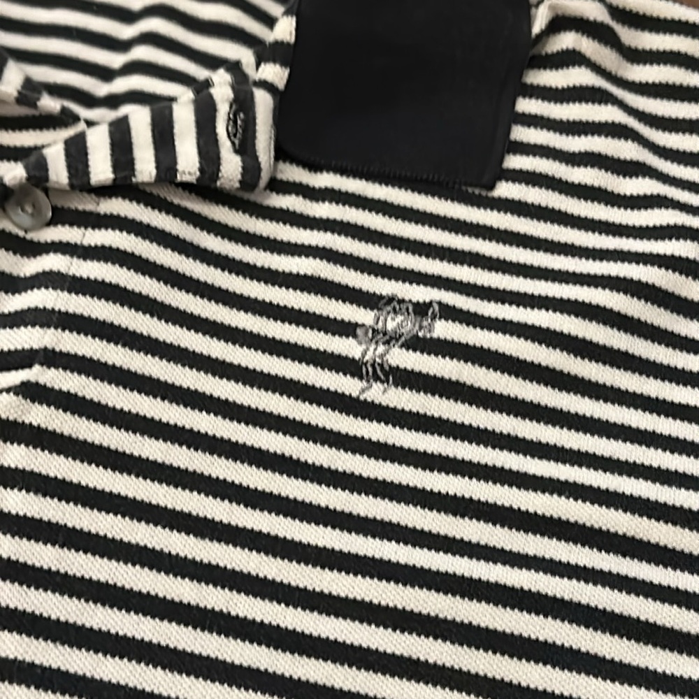 Vintage 90s Ashworth Mens Golf Polo Navy Blue, White Striped 100% Cotton XXL - Picture 2 of 9